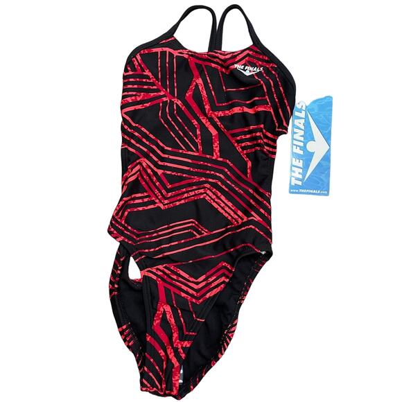The Finals Girls 1pc MAIZE Swimsuit Swan Back Red - Size 22 Youth - $50 - Picture 1 of 8